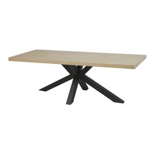 FRANK - Table 230cm Aspect Bois French Oak Piètement Etoile Métal Noir