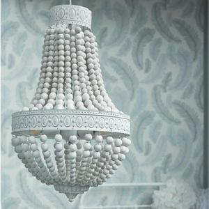 LIBA-Lustre Métal/Bois Ø40cm Blanc