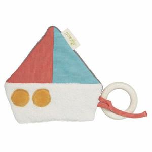 Doudou anneau de dentition Bateau Voilier bruissant 16 cm Green