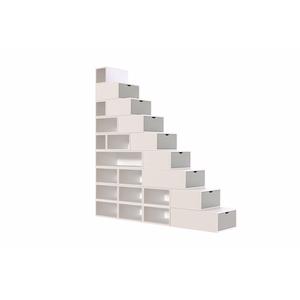 Escalier cube de rangement hauteur 225 cm - Blanc/Moka