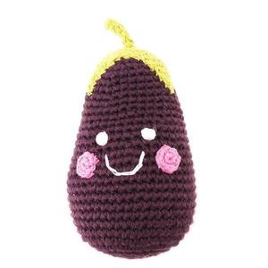 Hochet Aubergine 10cm Pebble Maille Crochet Coton Bio - Hochet Bébé