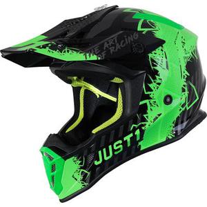 Just1 J38 Mask Casque Motocross, noir-vert, taille L