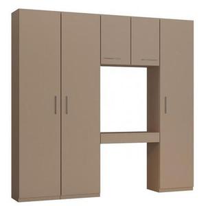 Ensemble de rangement pont table bureau tiroir taupe mat largeur 250 cm