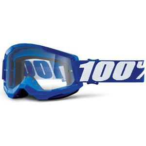 100% Strata 2 Clear Lunettes de motocross, blanc-bleu