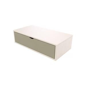 Cube de rangement bois 100x50 cm + tiroir - Blanc/Moka