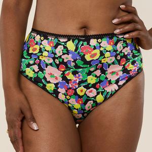 Culotte Taille Haute Coton BIO - Fleurs Noires