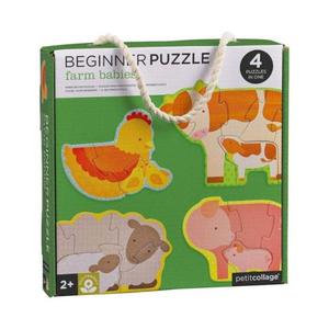 Set 4 Puzzles évolutifs 3-6 pièces La ferme Petitcollage - Puzzles