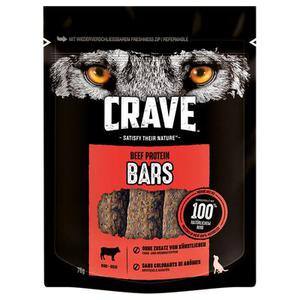 2x76g Bars bœuf Crave Protein friandises pour chien + 1 paquet offert !