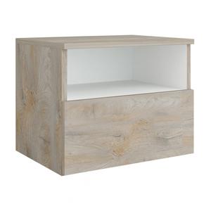 NINO LIGHT - Chevet 1 Tiroir Blanc et Effet Bois Clair
