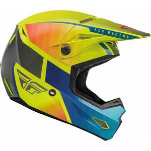 Fly Racing Kinetic Drift Youth Casque de motocross, bleu-jaune, taille L