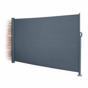 Paravent rétractable putti gris 300x160cm, brise-vue enroulable 3m,