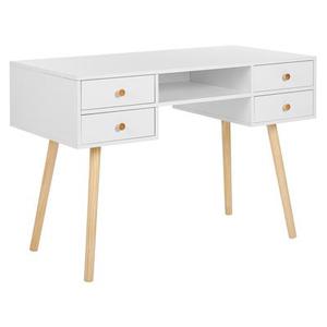 Bureau blanc bois clair avec 4 tiroirs 110 x 55 cm