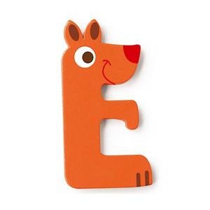 Lettre décorative 'E' en bois Animaux Amusants 6cm Scratch - Lettre