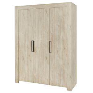 NATURAL - Armoire 3 Portes 165cm Aspect Bois Clair