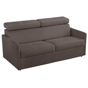 Canapé 3-4 places MONTMARTRE en microfibre marron couchage 160cm convertible express MATELAS 18CM