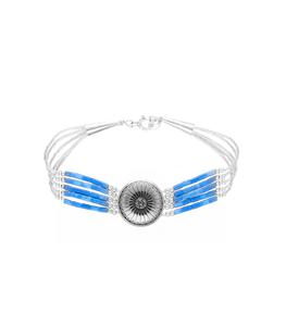 Harpo - Femme - Bracelet Navajo 5 rangs et conchas - Bleu