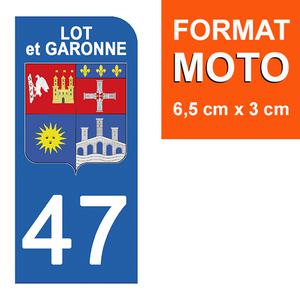 1 sticker pour plaque d'immatriculation MOTO , 47 LOT et GARONNE