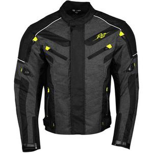 Rusty Stitches Romeo Veste textile moto, noir-gris-jaune, taille M