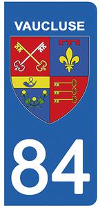 2 stickers pour plaque d'immatriculation Auto, 84 blason du Vaucluse