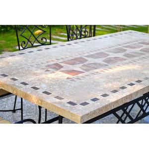 Table de jardin mosaique marbre pierre naturelle 120-160-200-240 TAMPA