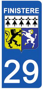 2 stickers pour plaque d'immatriculation Auto, 29 blason du Finistère