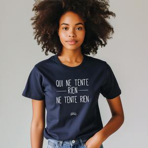 T-shirt Femme - Qui Ne Tente Rien Ne Tente Rien - Navy - Taille XL