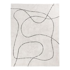LAZZA - Tapis 200x300cm 100% Coton Blanc Lignes Noires