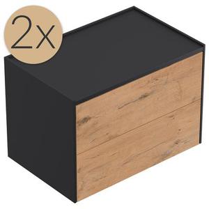 2x Tables de chevet Somnia XL 70cm A avec 2 tiroirs Push to Open Oak