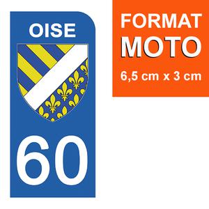 1 sticker pour plaque d'immatriculation MOTO , 60 OISE