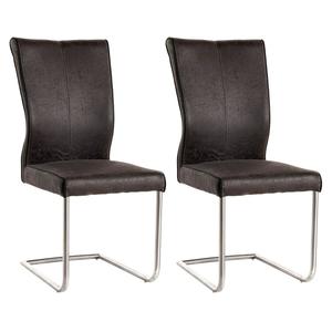 MISA - Lot de 2 Chaises Grises Piètement Chromé