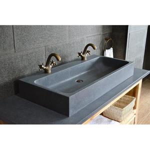 Double vasques en pierre vA ritable granit gris 100x46 LOOAN