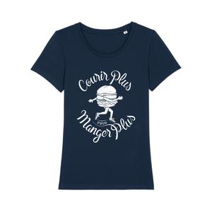 T-shirt Femme - Courir Plus Pour Manger Plus - Navy - Taille S