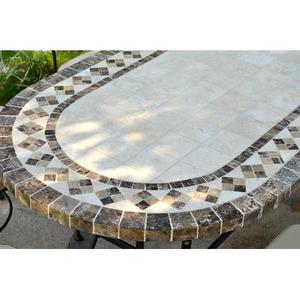 Table de jardin en mosaA ̄que marbre travertin ovale 160-180-240 OVALI
