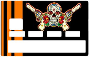 Sticker pour carte bancaire, Catarina Calavera, la santa muorte, black & orange