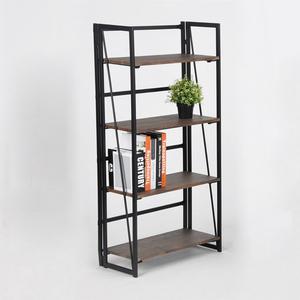 Etagère 4 Tablettes Pliante Noyer