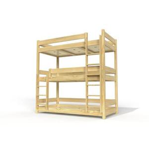 Lit superposé 3 places 90x190 en bois massif ABC 90x190 Miel