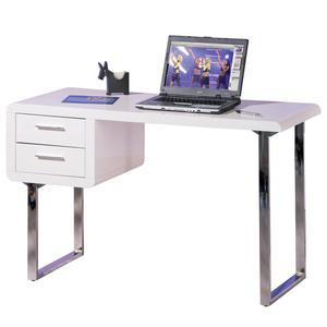Drusus - bureau blanc 2 tiroirs et piétement chromé