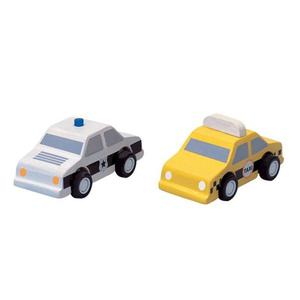 Jouet en bois Petites voitures Police & Yellow Cab PlanCity