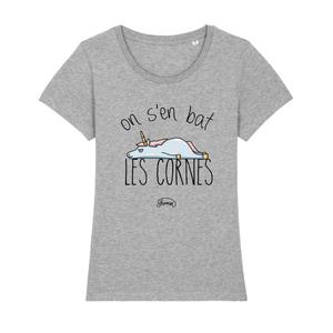 T-shirt Femme - On S'en Bat Les Cornes - Gris Chiné - Taille S
