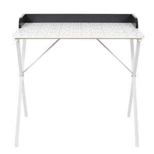 PINTO - Bureau Blanc Motifs Eclats Rebord Noir
