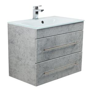 Meuble salle de bain VITRO 750 avec vasque en verre SoftClose aspect béton