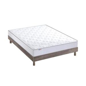 Ensemble Matelas Mousse + Latex+Sommier en Kit Chêne gris 140x190