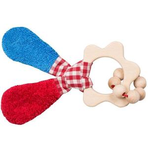 Hochet Bois & Coton Bio Anneau de dentition Fleur & Anneau de Perles