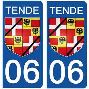 2 stickers pour plaque d'immatriculation Auto, 06 TENDE