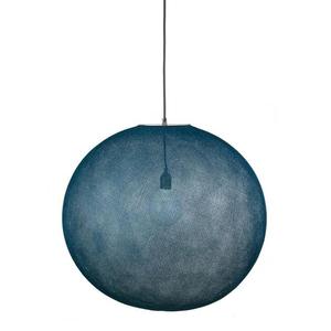GLOBE LIGHT-Suspension Globe fil tissé Ø67cm Bleu