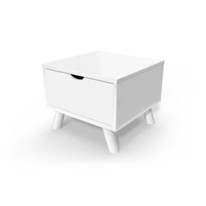 Table de chevet Scandinave bois Viking + tiroir Blanc