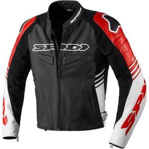 Spidi Track Warrior Veste en cuir de moto, noir-rouge, taille 50