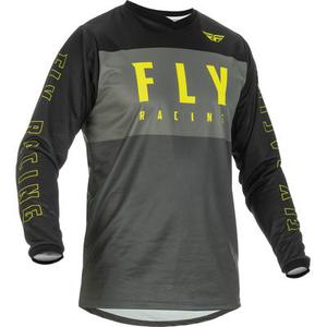Fly Racing F-16 Maillot de motocross, noir-gris-jaune, taille L