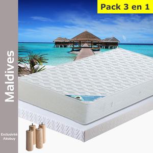 Maldives - pack matelas + altoflex 80x200 + pieds