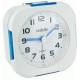 Réveil VEDETTE quartz VR10030, à trotteuse silencieuse, blanc nacré /bleu